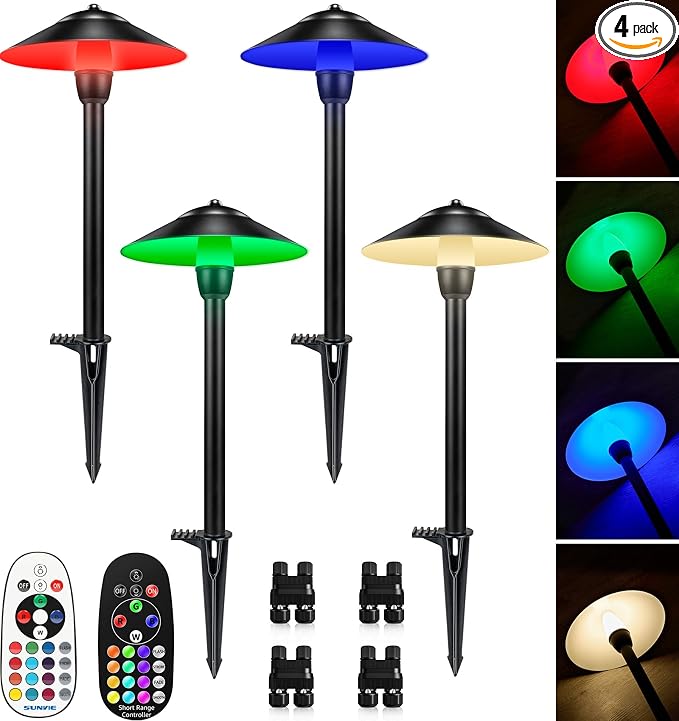 SUNVIE RGBW Low Voltage Pathway Lights 3W Color Changing Landscape Lights by SUNVIE