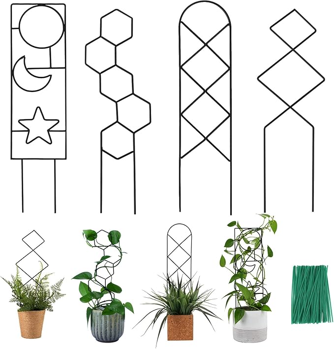Plant Trellis for Climbing Plants Indoor, 15.94Inch Small Garden Metal by WellSign