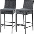 ECOTOUGE Rattan Bar Stools Set of 2, Outdoor Wicker Barstools Counter Height by ECOTOUGE