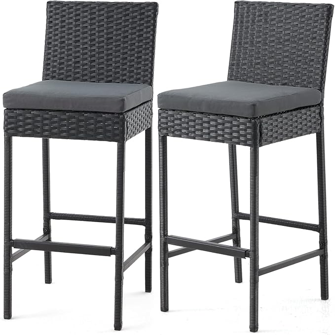 ECOTOUGE Wicker Bar Stools Set of 4, Outdoor Rattan Barstools Counter Height - Image 7