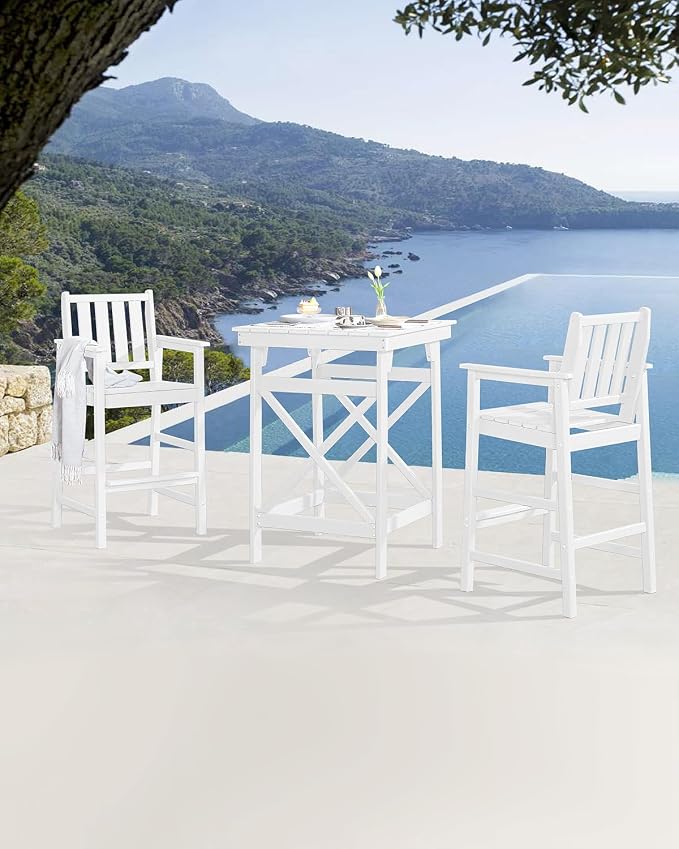 3-Piece Adirondack Chairs and Table Set, HDPE Patio Bar Sets, All Weather - Image 3