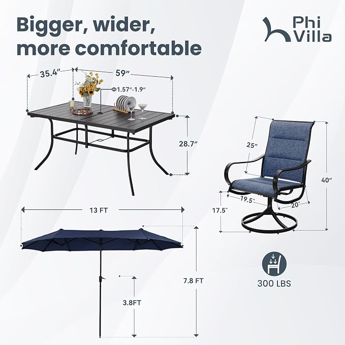 PHI VILLA 8 Piece Patio Dining Set - Image 8