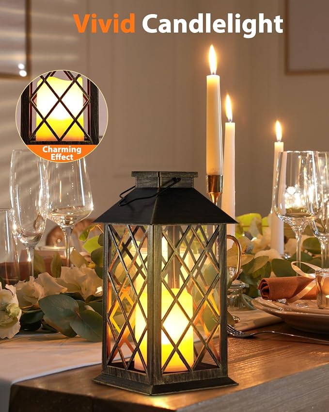 Otdair Solar Lanterns Outdoor Waterproof, 2 Pack 14" Solar Lantern - Image 6
