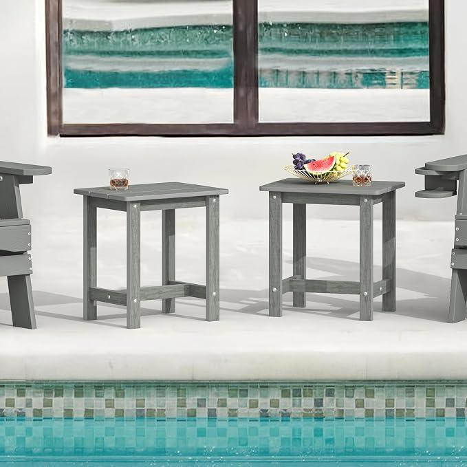 LUE BONA Outdoor Side Table Set of 2, HDPS Small Outdoor Table, Adirondack Side - Image 2