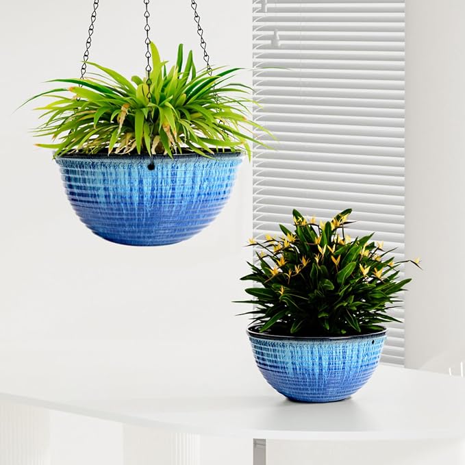 2 Pack Hanging Planters for Indoor Outdoor Plants, 10 Inch Hanging Planter - Image 7
