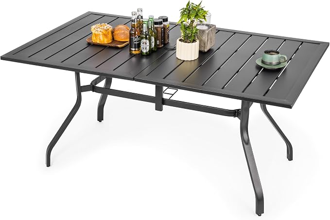 Sour Citrus Rectangular Outdoor Metal Patio Dining Table by SourCitrus
