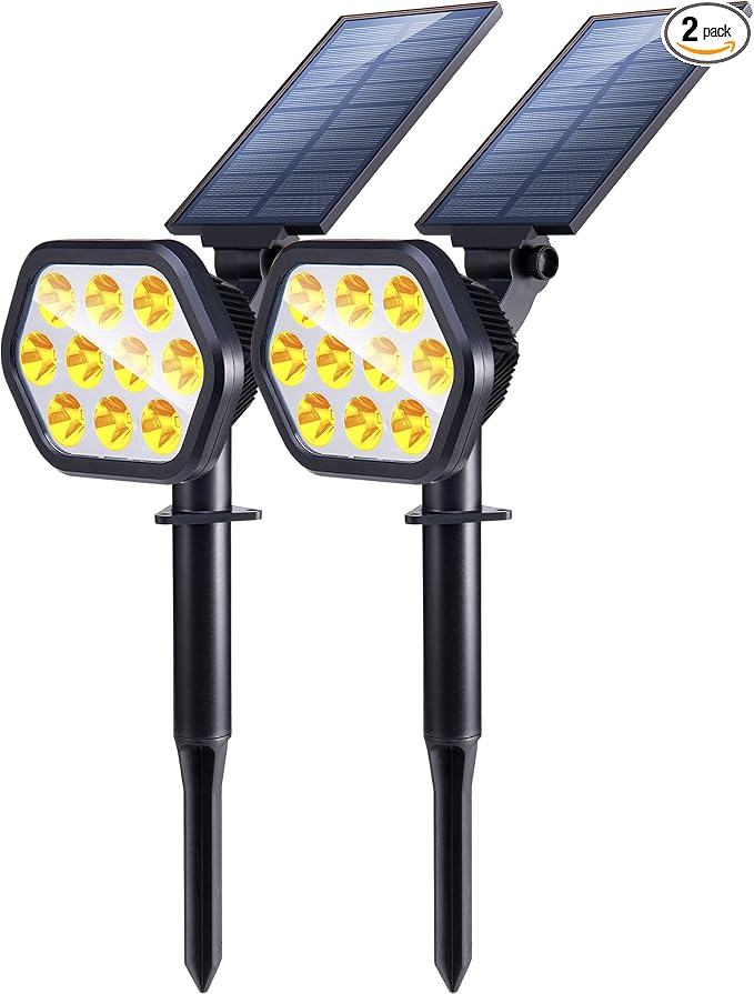 Nekteck Solar Lights Outdoor, 10 LED Landscape Spotlights Powered Wall Lights by Nekteck