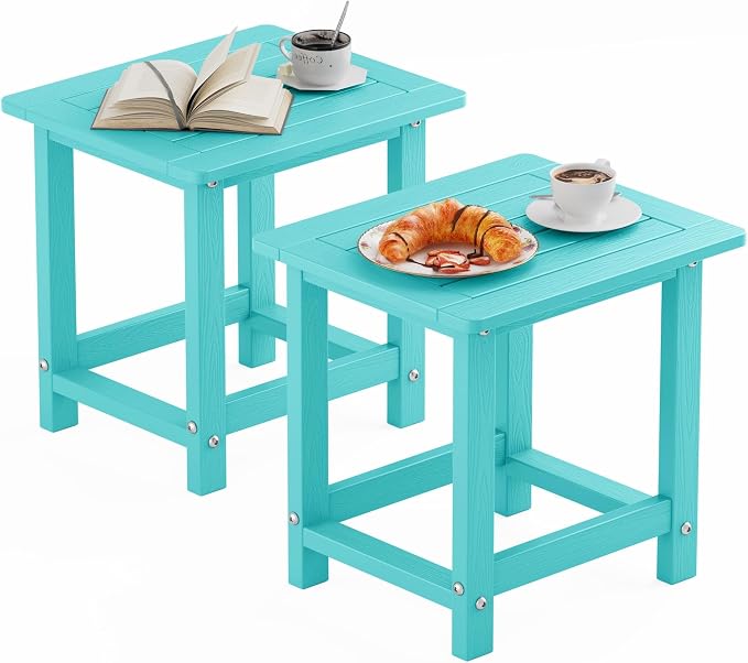 YEFU Outdoor Side Table for Patio: 16" HIPS Weather by YEFU