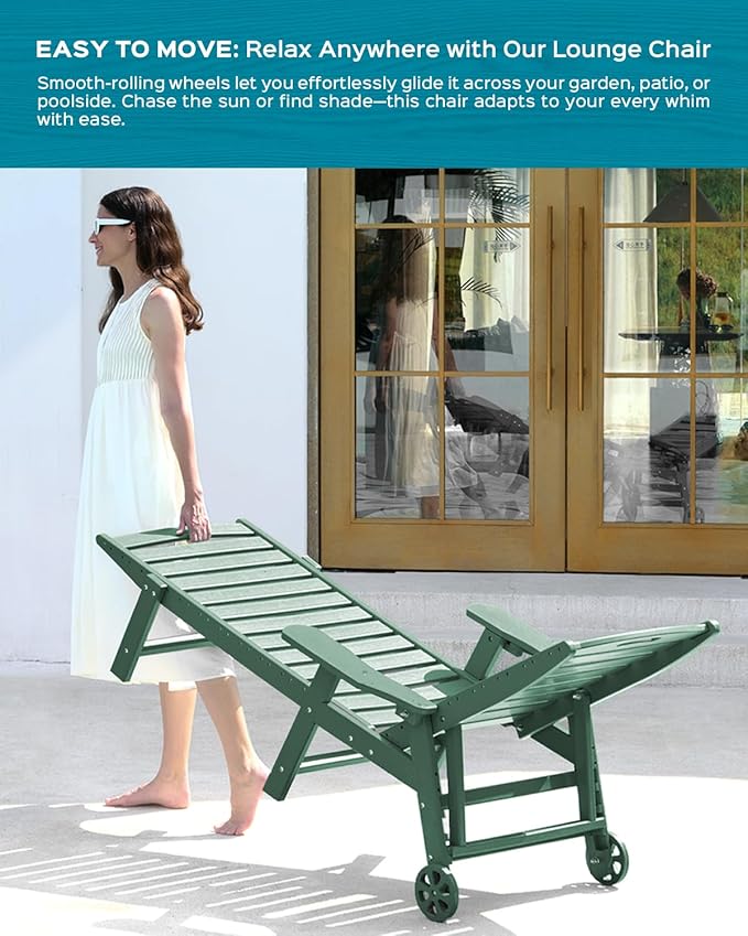 Outdoor Lounge Chair Set of 4, All Weather Patio Chaise Lounge Chair - Image 6
