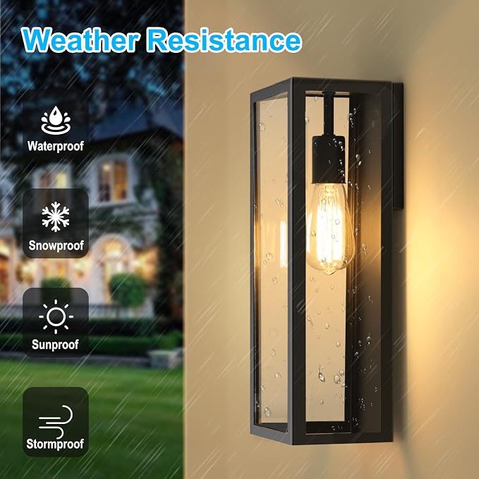 VerRon 2-Pack Outdoor Wall Lanterns, 16” Exterior Waterproof Outdoor Lights - Image 2