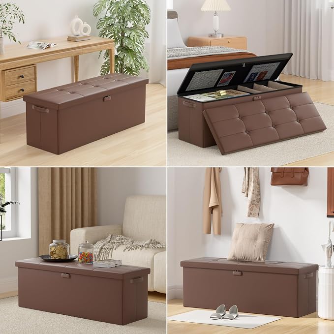ENGPOW Storage Ottoman, Fireproof Folding Bench - Image 3