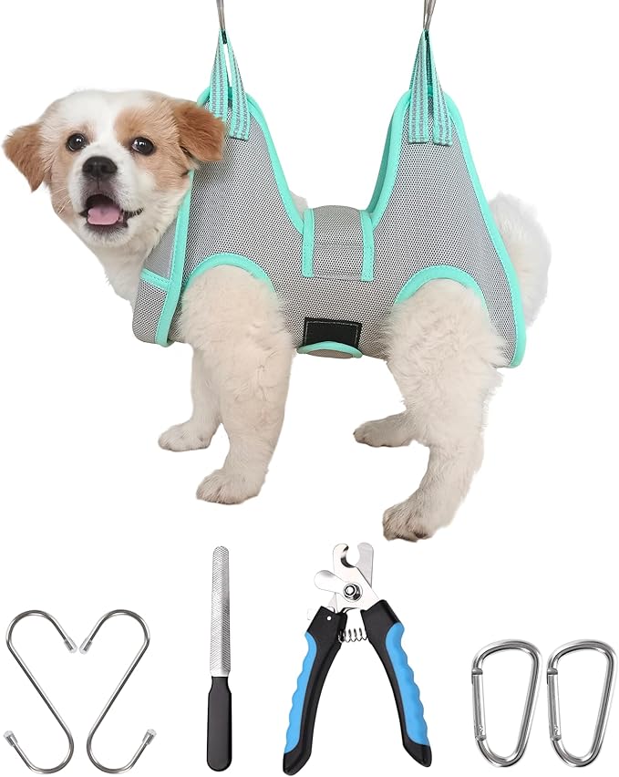 XS Dog Grooming Hammock Harness, Nail Trimming, Thick Neck Support by Kkiimatt