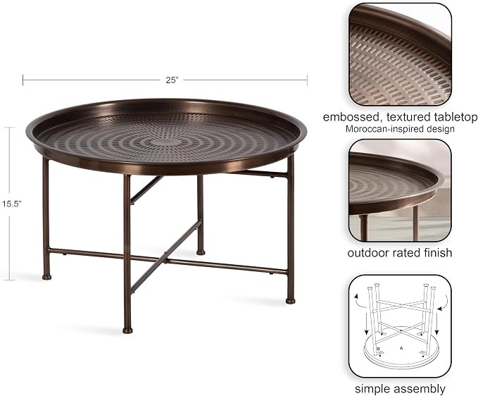 Kate and Laurel Mahdavi Modern Round Outdoor Coffee Table; 25 x 25 x 16; - Image 3