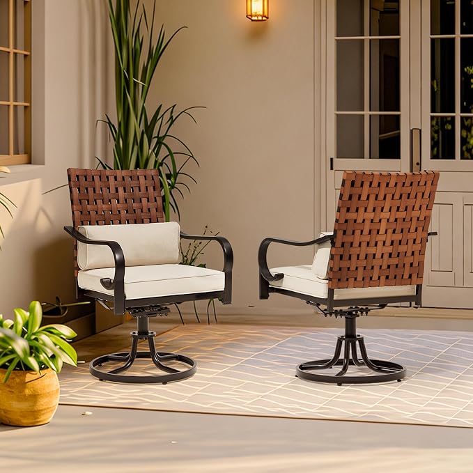 MELLCOM Patio Swivel Chair Set of 6, Outdoor Dining Chairs - Image 8