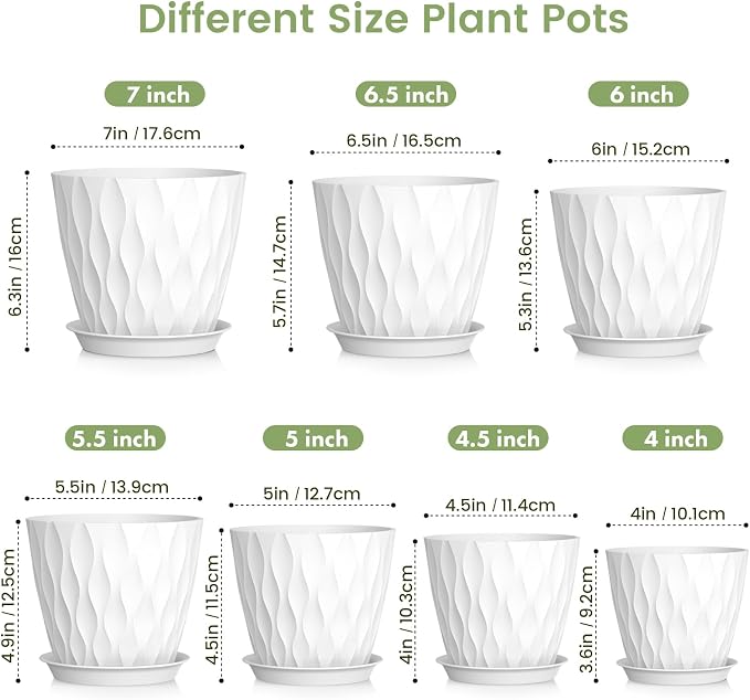 7/6.5/6/5.5/5/4.5/4 inch Plant Pots - Image 2