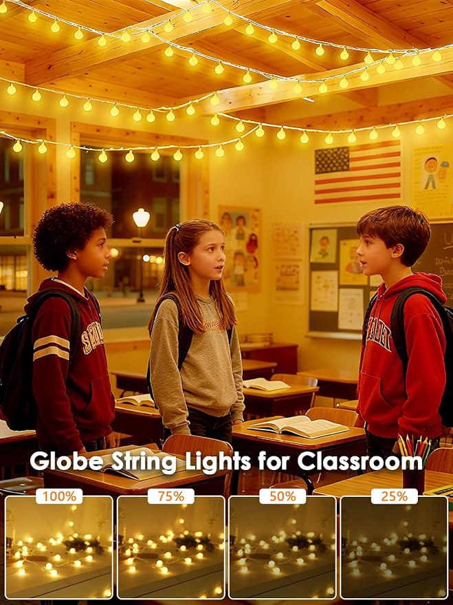 2-Pack Connectable Globe String Lights | Total 86FT 200LED Warm White String - Image 2
