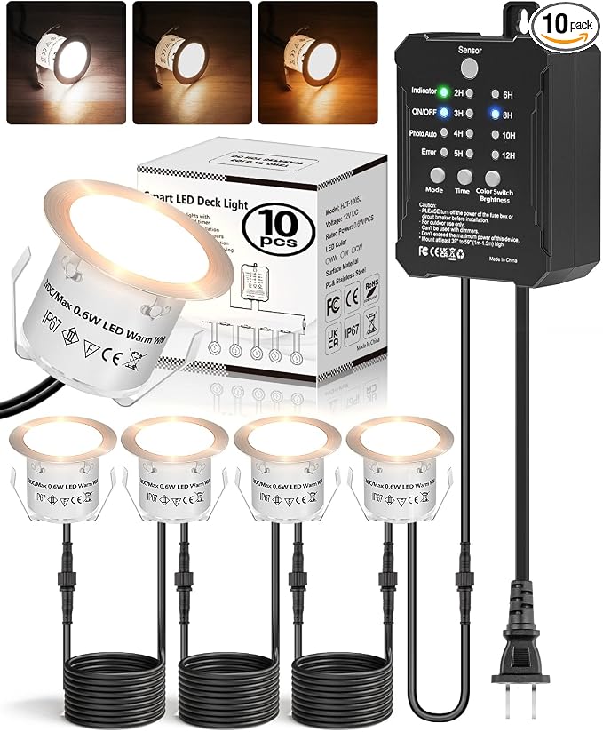 HIBOITEC Low Voltage Deck Lights Recessed Kit 3CCT 2700K-5000K by HIBOITEC