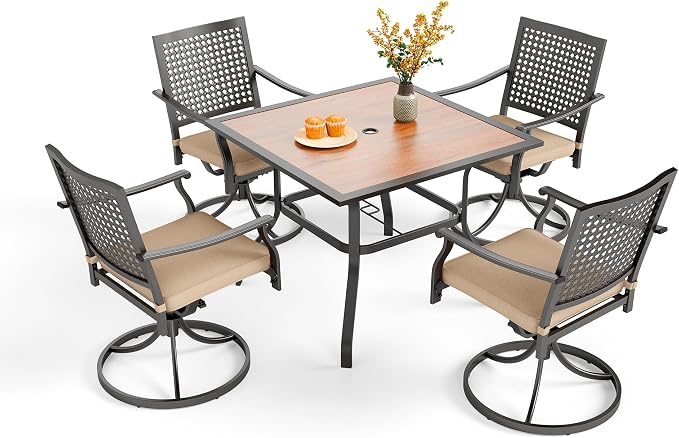 PHI VILLA Outdoor Conversation Furniture Set of 5 piece Patio Dining Set by PHIVILLAThepioneerofcomfortablehouseholdsupplies