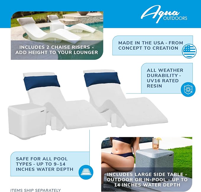 Aqua Outdoors in-Pool DEEP Ledge Chaise Set - Image 4