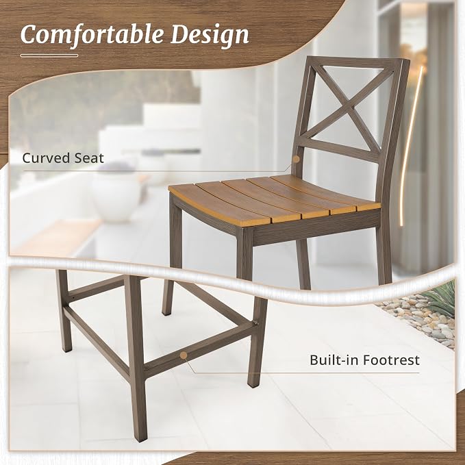 Outdoor Bar Height Table and Chairs Set, 3 Piece Patio Pub Bar Set - Image 5