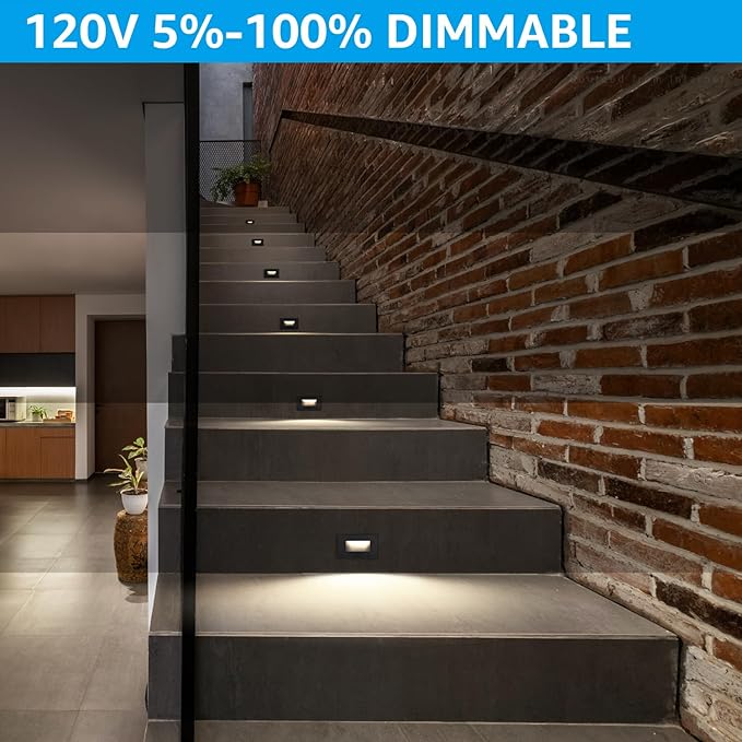 LEONLITE Black 5CCT 120V LED Step Lights, 3.5W 150LM 5%-100% Dimmable - Image 3
