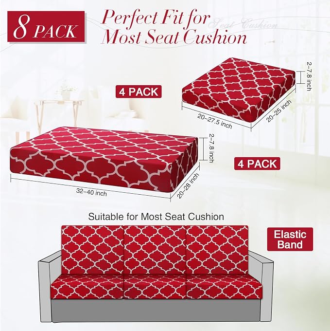 Newwiee 8 Pcs Stretch Patio Outdoor Cushion Covers Waterproof Replacement Sofa - Image 4