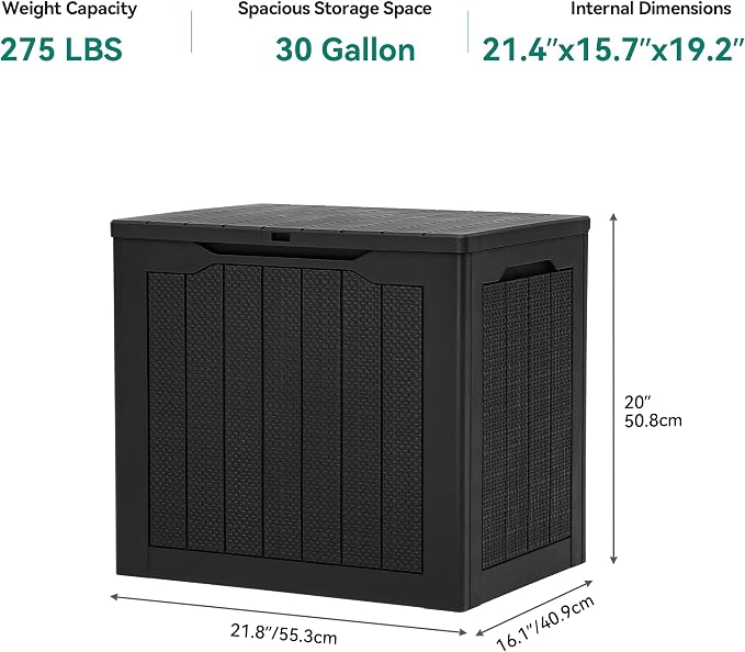 YITAHOME 30 Gallon Resin Deck Box, Weather Resistant Outdoor Rattan Storage Box - Image 6