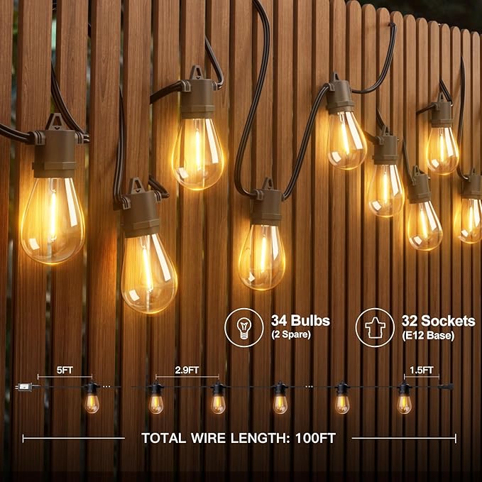 addlon 100FT LED Outdoor String Lights - Image 6