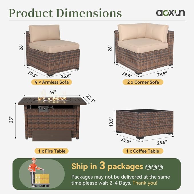Aoxun 8 Piece Patio Furniture Set - Image 6