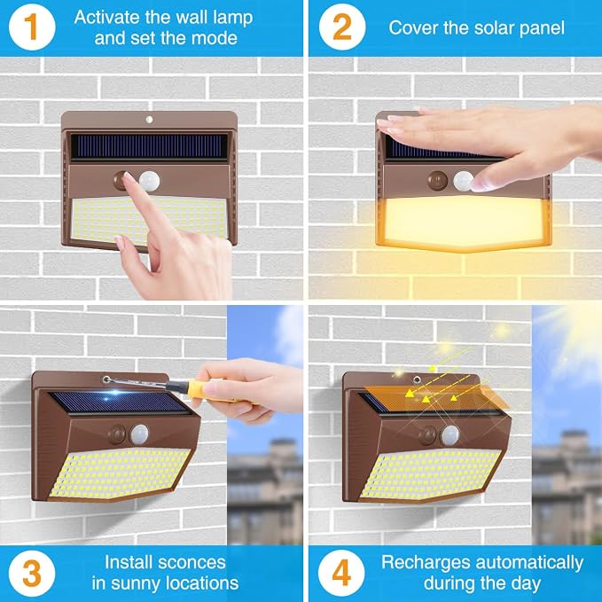 Peasur 12 Packs Solar Outdoor Lights Motion Sensor Solar Security Light - Image 5