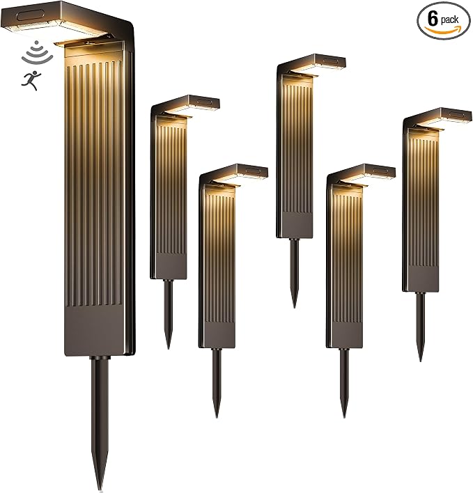 Solar Pathway Lights Outdoor 6Pack, 2 Color in 1 Motion Sensor Walkway Lights by COXSENI