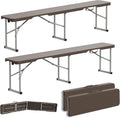 6ft Plastic Folding Bench with Carrying Handle & Lock, Portable Outdoor Bench by Candockway