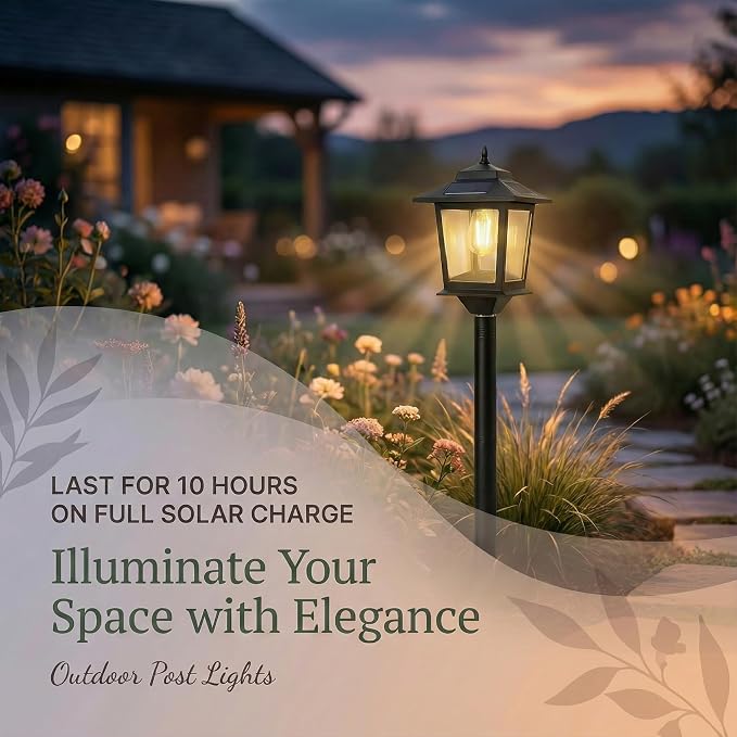 PASAMIC Outdoor Solar Post Lights, Waterproof Floor Lamps, Warm White Pole - Image 2