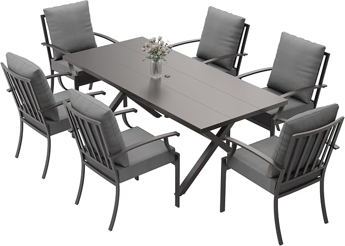 ALAULM 7-Piece Patio Dining Table and Chairs Outdoor Dining Set - Image 6