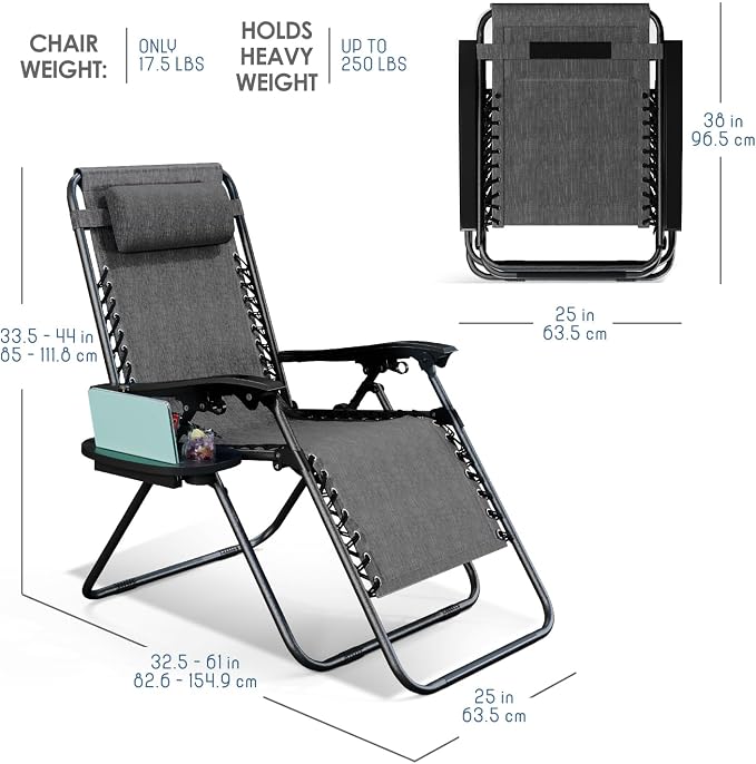 Nestl Zero Gravity Chairs Set of 2, Patio Lounge Chair Outdoor - Image 3