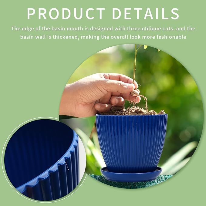 Plant Pots Indoor with Saucers & Drainage - Image 8