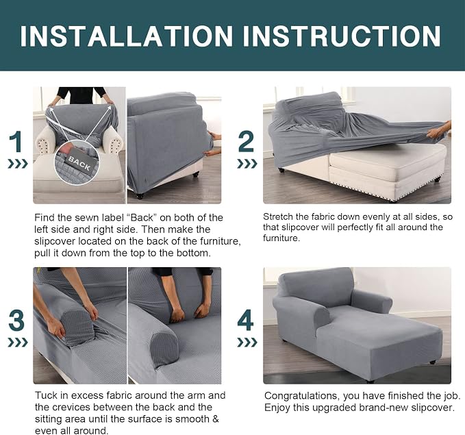 FantasDecor Chaise Lounge Cover Stretch Chair Lattice Slipcover - Image 7