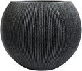 14.5 Inch Dia Plastic Round Black Planters by UPPERSTONELIVING
