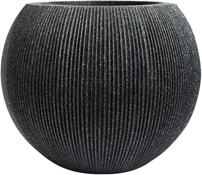 14.5 Inch Dia Plastic Round Black Planters by UPPERSTONELIVING