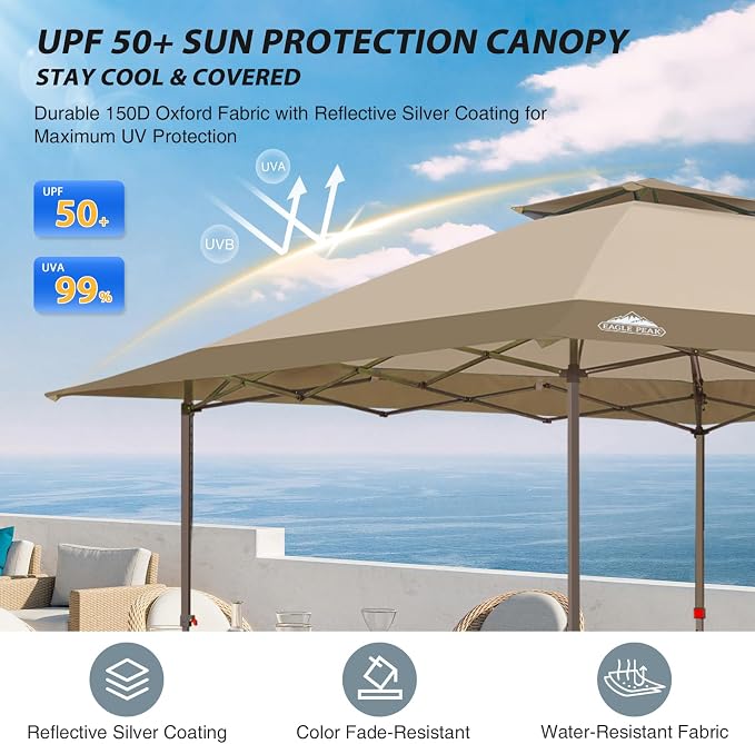 EAGLE PEAK 13x13 Straight Leg Pop Up Canopy Tent Instant Outdoor Canopy Easy - Image 4