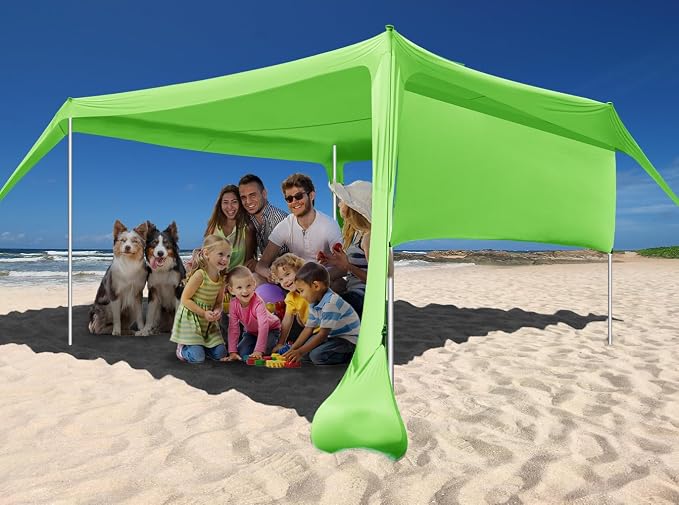 Beach Canopy Tent Shade with Sidewalls 10x10FT, 6.6FT Tall, UPF50+ Sun Shelter by easierhike