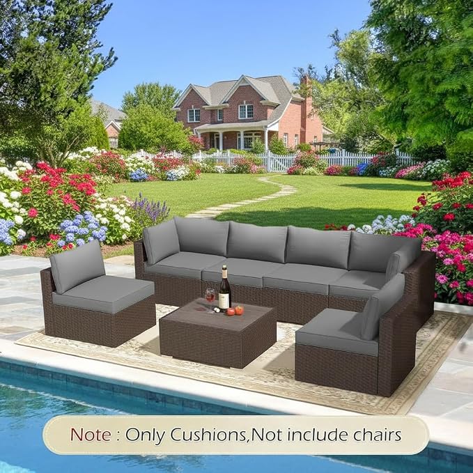 HOMREST 4" Thick Outdoor Replacement Cushions, Water-Resistant Patio Seat - Image 2