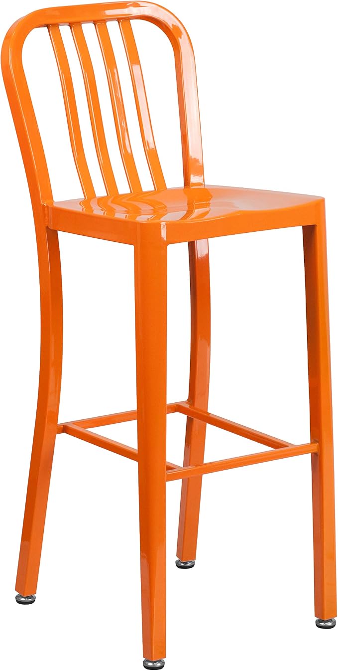 Flash Furniture Commercial Grade 30" High Orange Metal Indoor-Outdoor Barstool - Image 5
