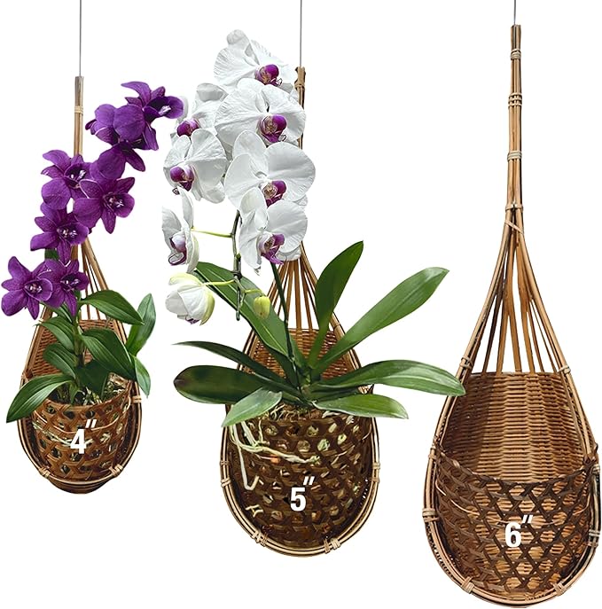 Handmade 100% Thai Bamboo Hanging Orchid Basket – 4 Inch, 5 Inch, 6 Inch by Panwa