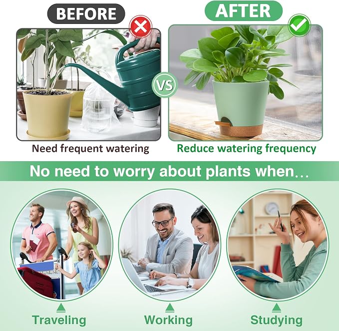 Aulock 6in Self Watering Pots for Indoor Plants - Image 3