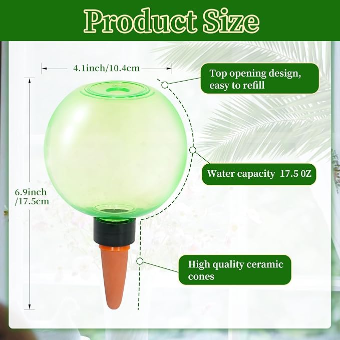 3pcs Large Plant Self Watering Globes, 17.5 oz Plastic Water Bulbs Top Fill - Image 2