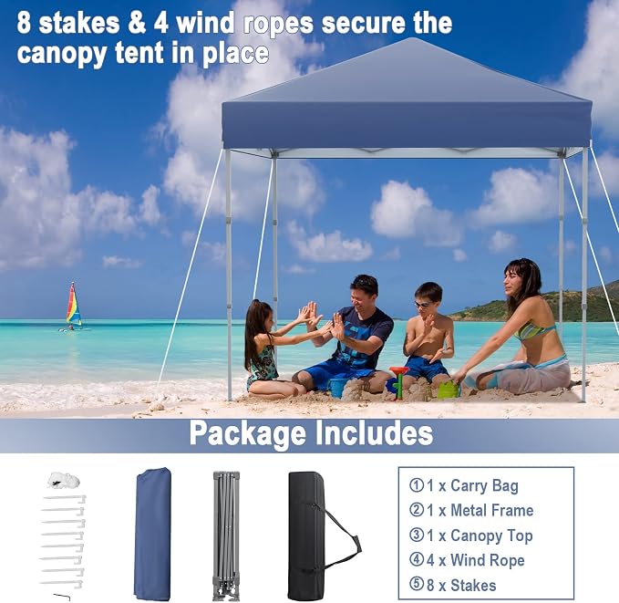 Tangkula 6.6x6.6 Ft Pop Up Canopy, 1 Person Instant Setup Canopy Tent - Image 6