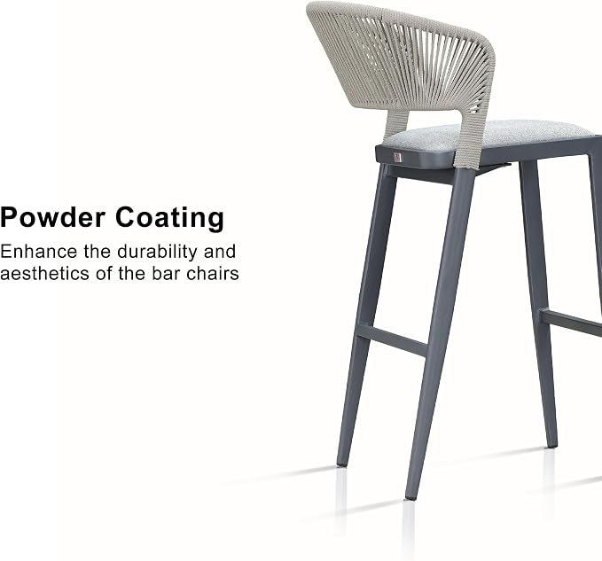 PURPLE LEAF Bar Stool Set of 2 Outdoor Bar Chairs Aluminum Bar Height Stools - Image 7