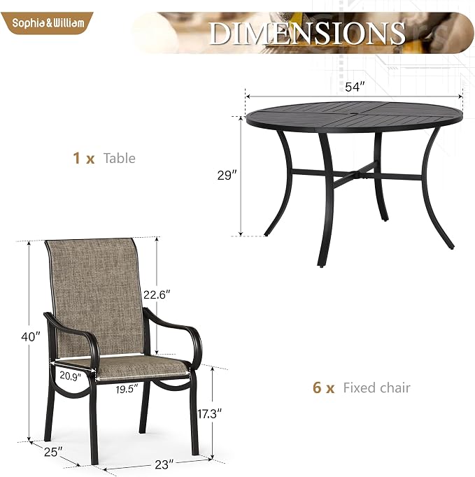Sophia & William Patio Dining Set Outdoor Dining Set - Image 7