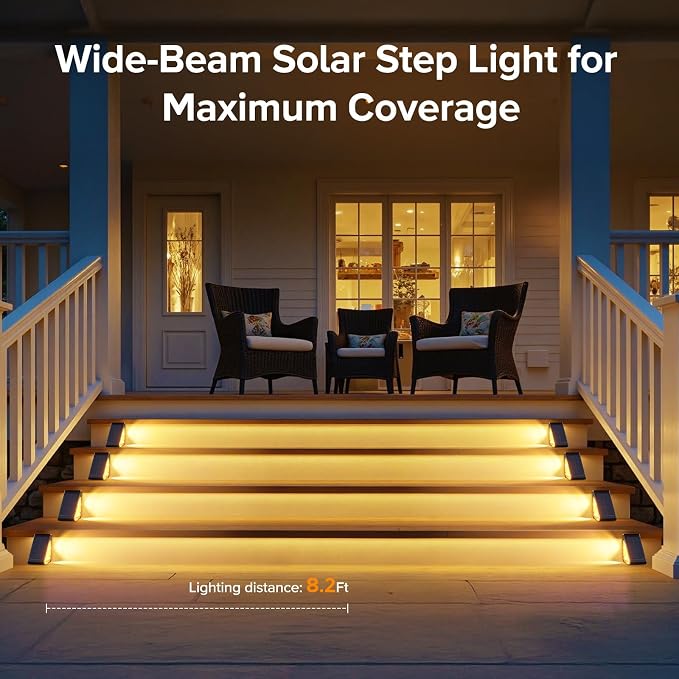 Solar Step Lights for Outside, 8 Pack Bright LED Spot Lens Triangle Solar Stair - Image 6